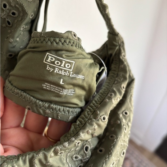 Olive Green Eyelet Bikini Set size Large Ralph Lauren Polo NWT - Picture 10 of 12